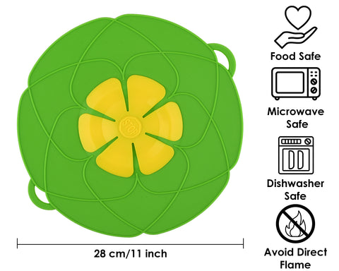 Spill Stopper Lid Cover 11 Inch Boil Over Silicone Lids for Pans Pots