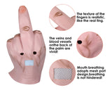 Middle Finger Mask Funny Halloween Head to Wear Latex Costume Mask with 4 Pieces Middle Finger Balloons