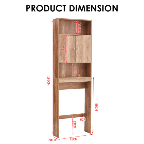 Over the Toilet Storage Cabinet 43 Inch 3-Tier Wooden Narrow Bathroom Rack Organizer Over Toilet