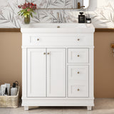 Bathroom Cabinet with Sink 30 Inch Solid Wood Frame Bathroom Vanity Cabinet with 2 Drawers and Soft Close Doors