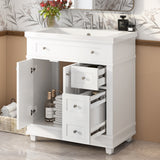 Bathroom Cabinet with Sink 30 Inch Solid Wood Frame Bathroom Vanity Cabinet with 2 Drawers and Soft Close Doors