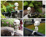 Fishing Skeleton Statue 4.5 Inch Mini Skull Figurines Halloween Gothic Decor Resin Cute Skull Fisher Sculpture