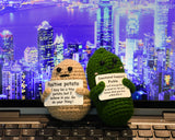 Emotional Support Pickle and Potato Set of 2 Funny Handmade Crochet Plushies with Positive Card Ideal Christmas/Birthday Gifts