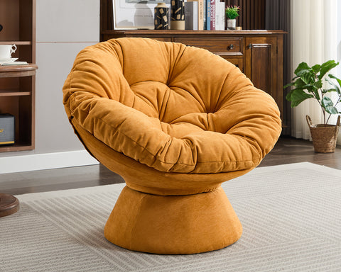 Papasan Chair with Thick Cushion Swivel 360 Comfy Accent Chair Indoor Upholstered Cozy Reading Chair Ergonomic Round Chair