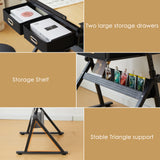 Drafting Table with Metal Peg Board Height Adjustable 0-70° Tilting Tabletop Art Desk for Adults Comes with Chair, Side Tray, and 2 Storage Drawers