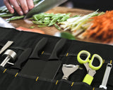Knife Roll 10 Slots Plus 1 Pocket Canvas Chef Knife Bag for Meat Cleaver, Knife Hone, Utensils and Kitchen Tools Up to 12”