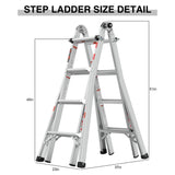 Ladders for Home Multi-Position 14 Ft Folding Extension Ladder A Frame Aluminum Step Adjustable Ladder